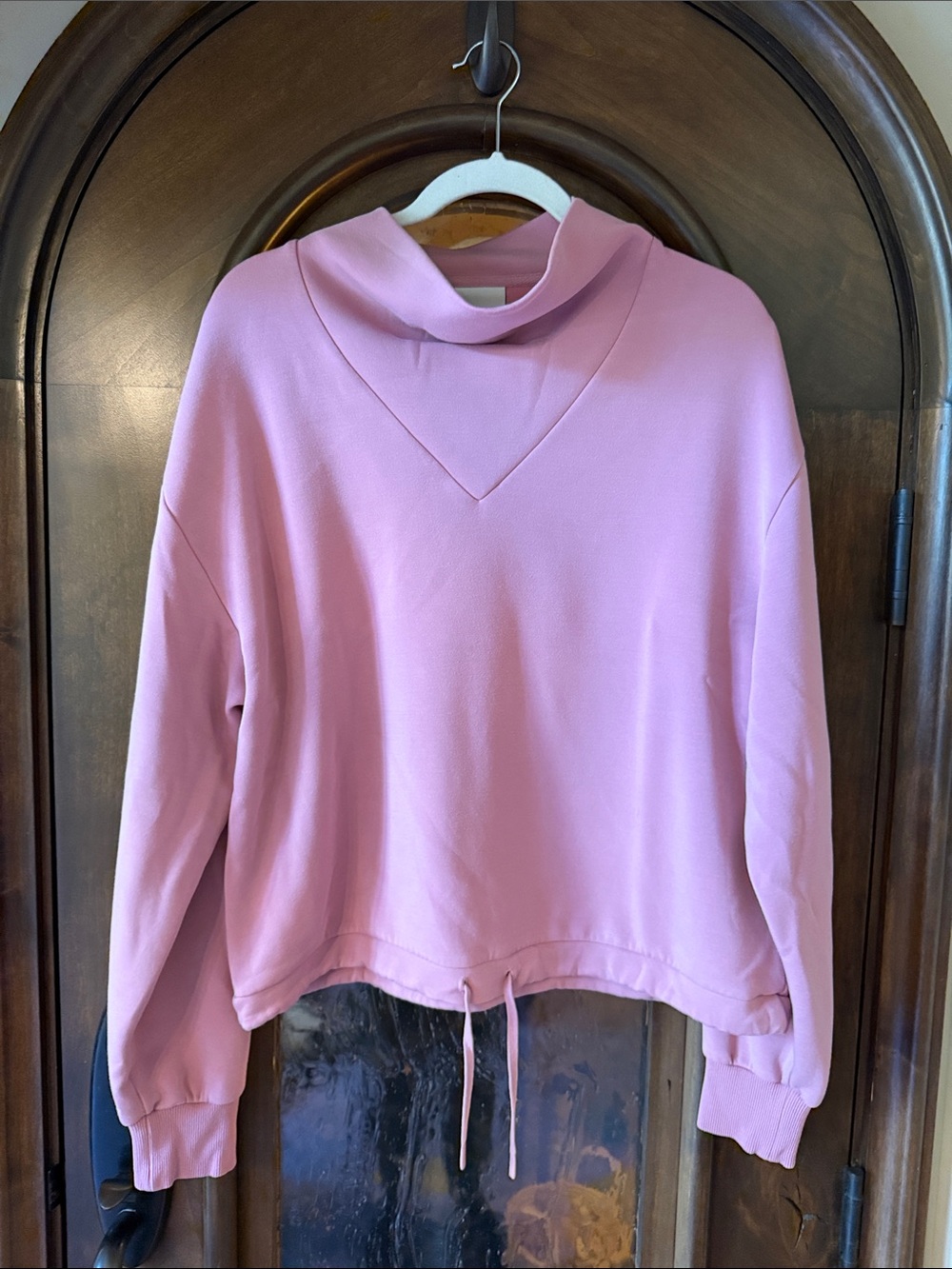 Varley Pink Cowl-Neck Drawstring Sweatshirt